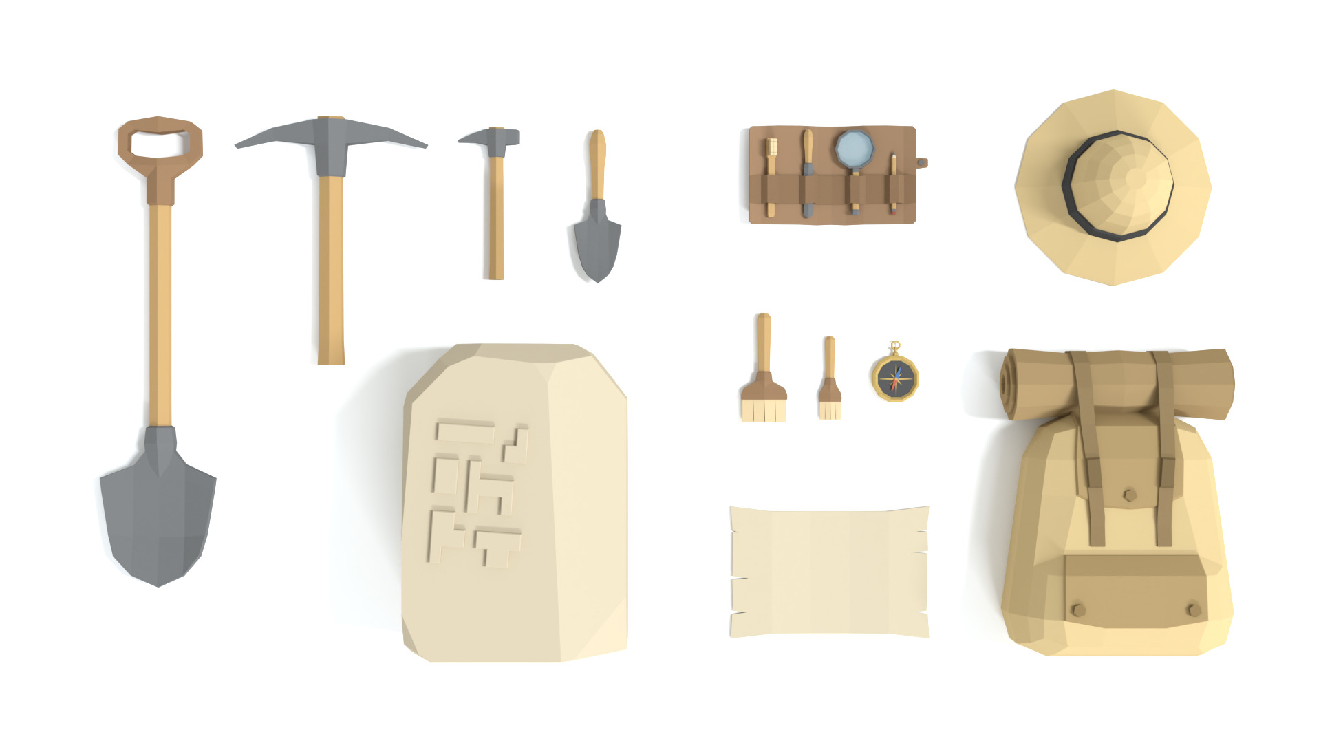 Low Poly Explorer Tools 3D Models