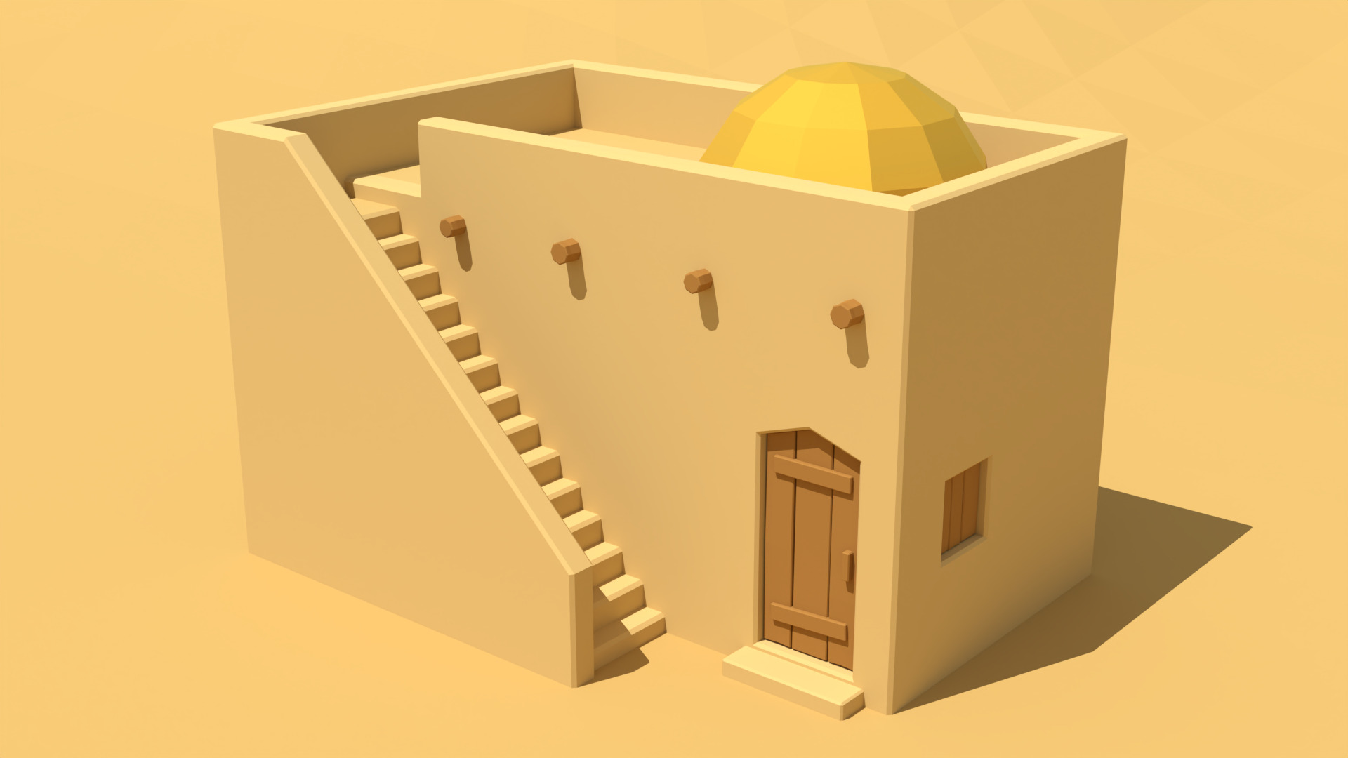 Low Poly Desert Village 3D Models