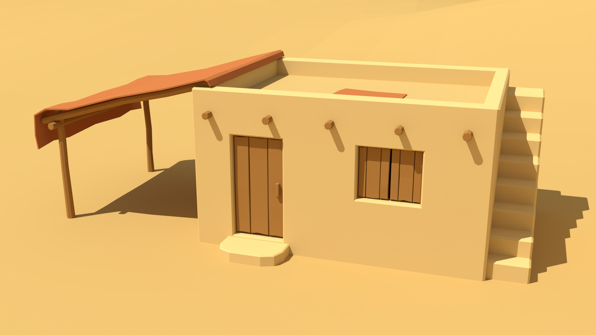 Low Poly Desert Village 3D Models