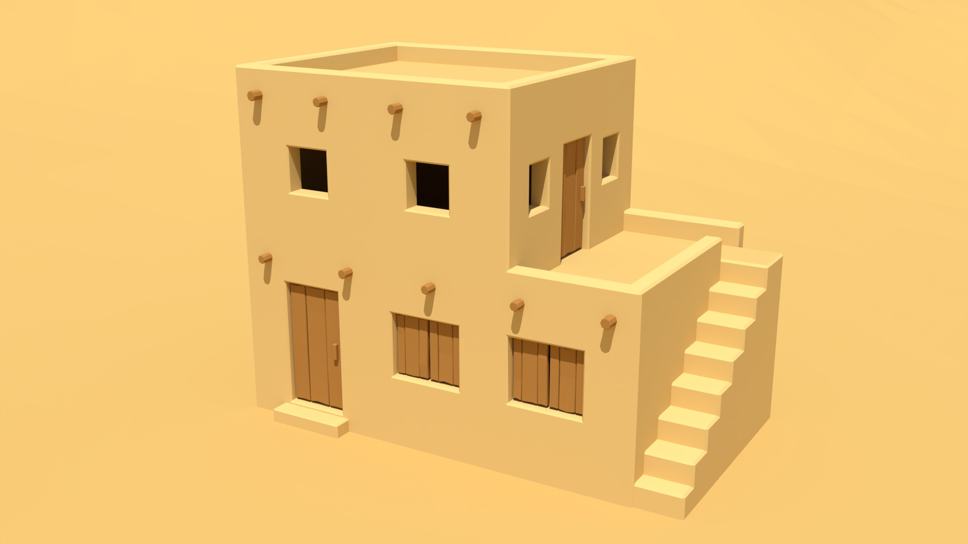 Low Poly Desert Village 3D Models