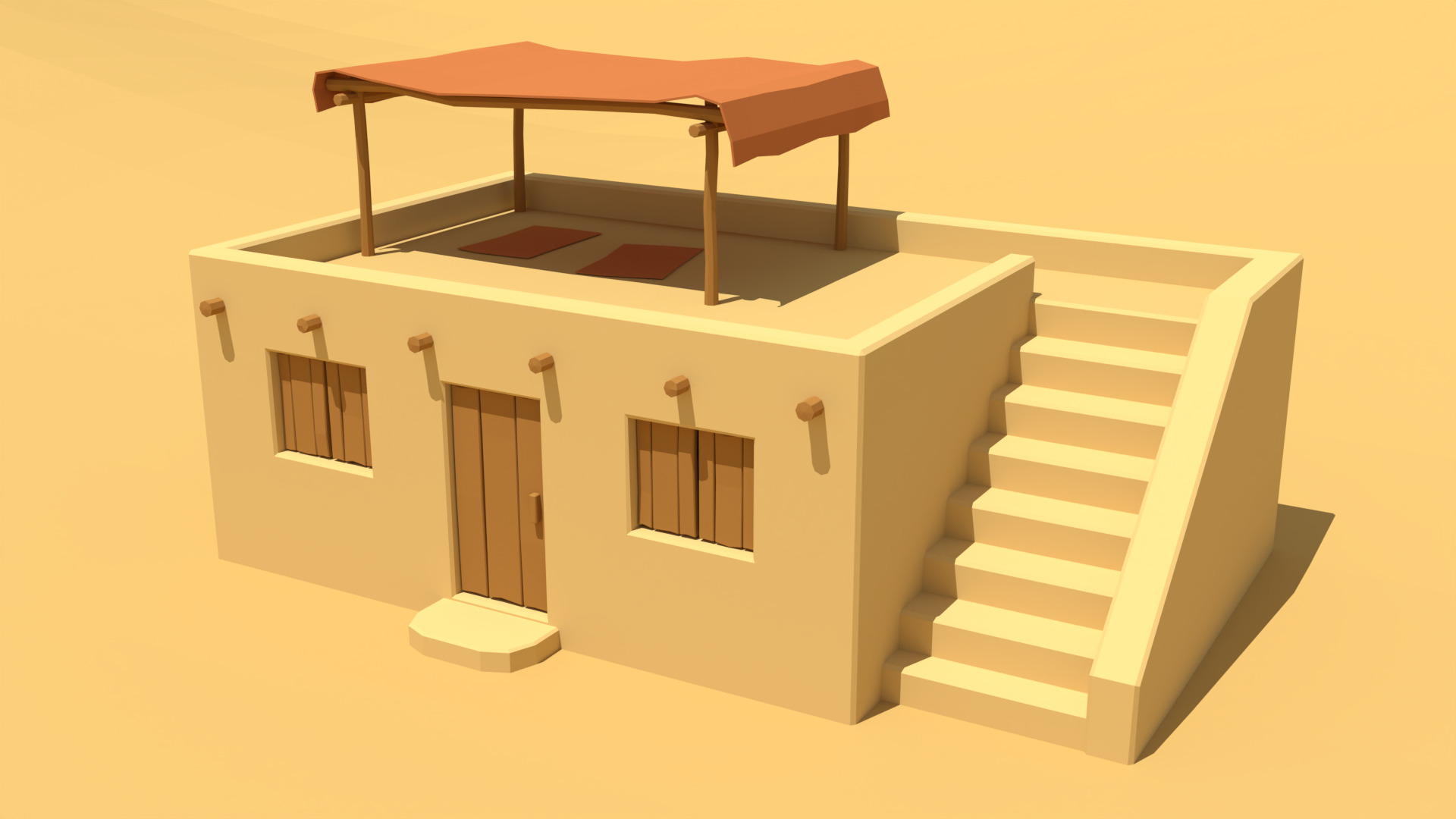Low Poly Desert Village 3D Models