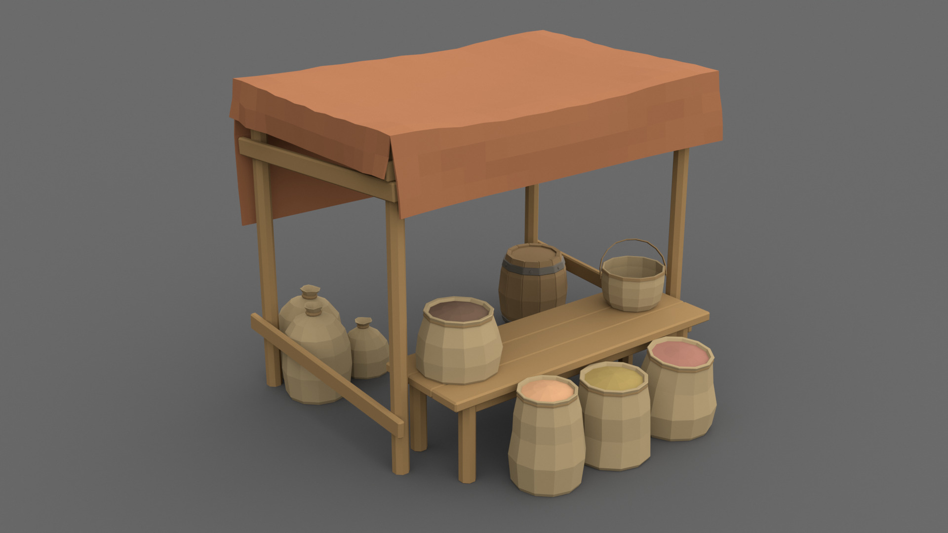 Low Poly Market Stalls 3D Models
