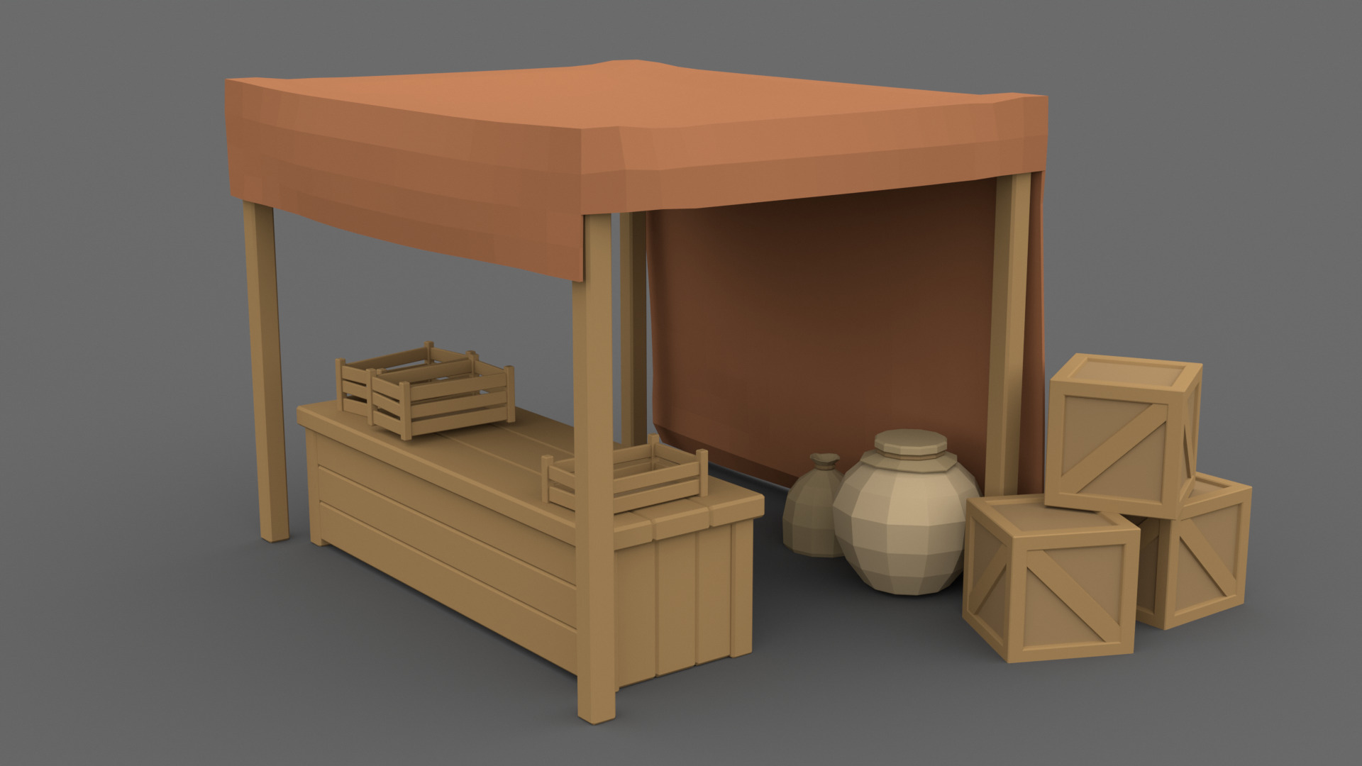 Low Poly Market Stalls 3D Models