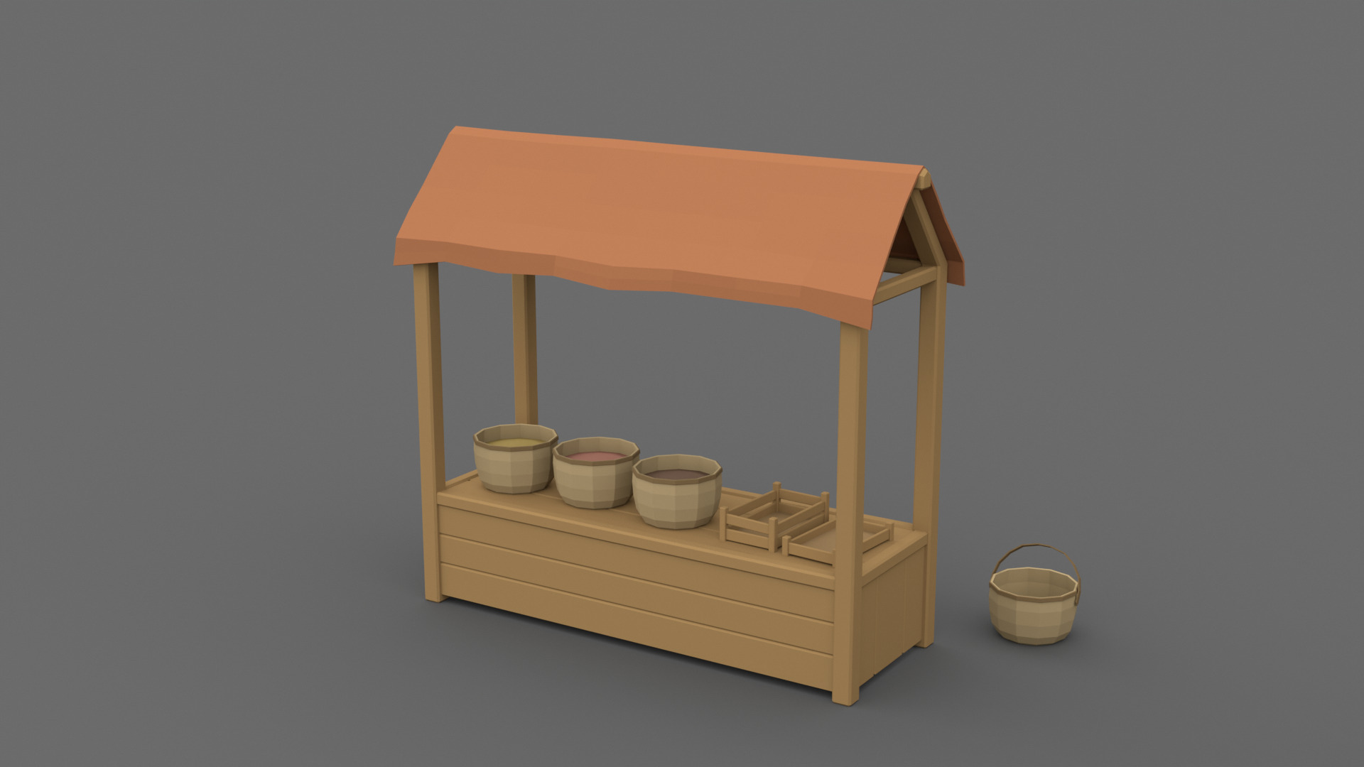 Low Poly Market Stalls 3D Models