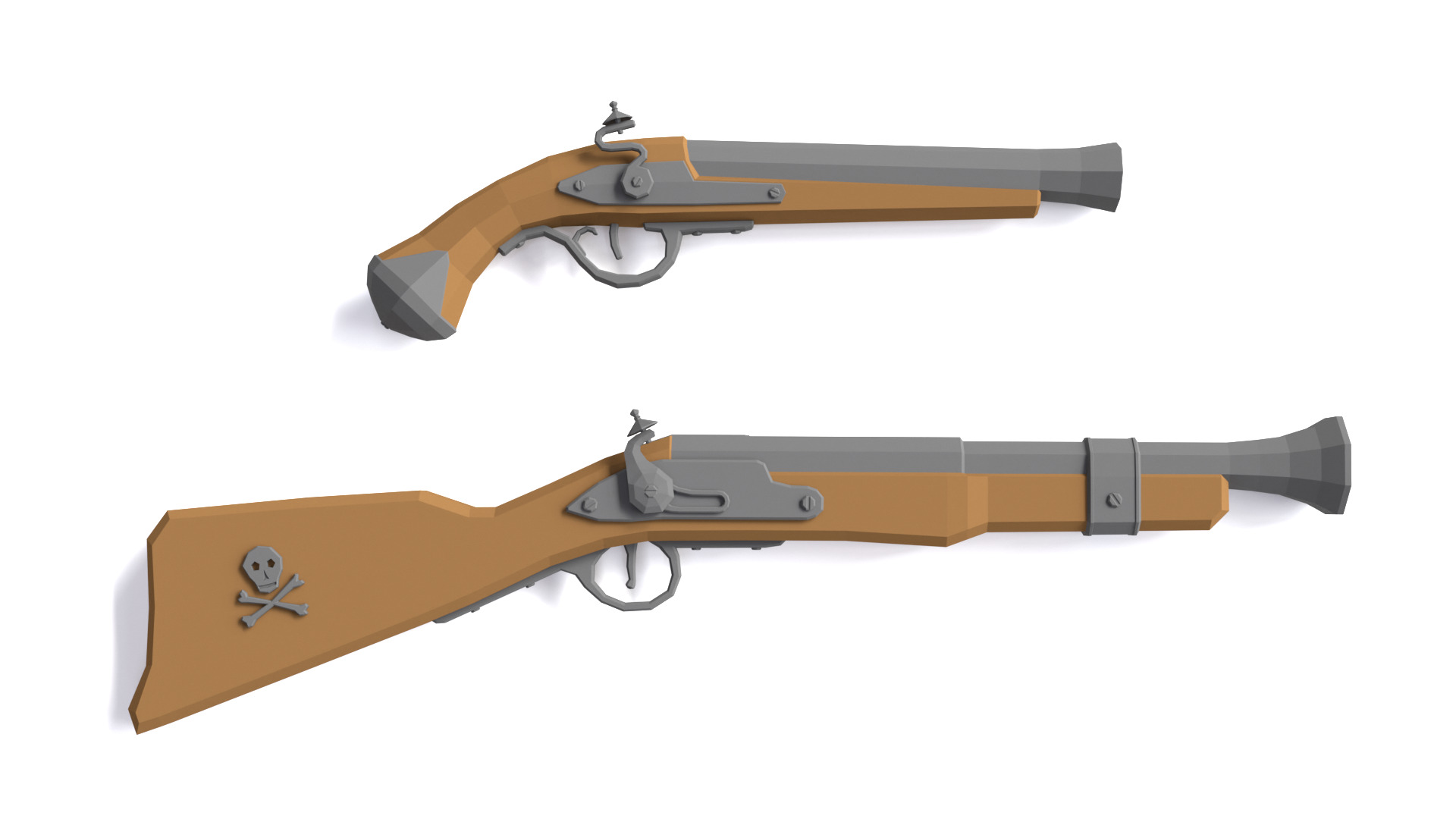 Low Poly Pirate Weapons 3D Models
