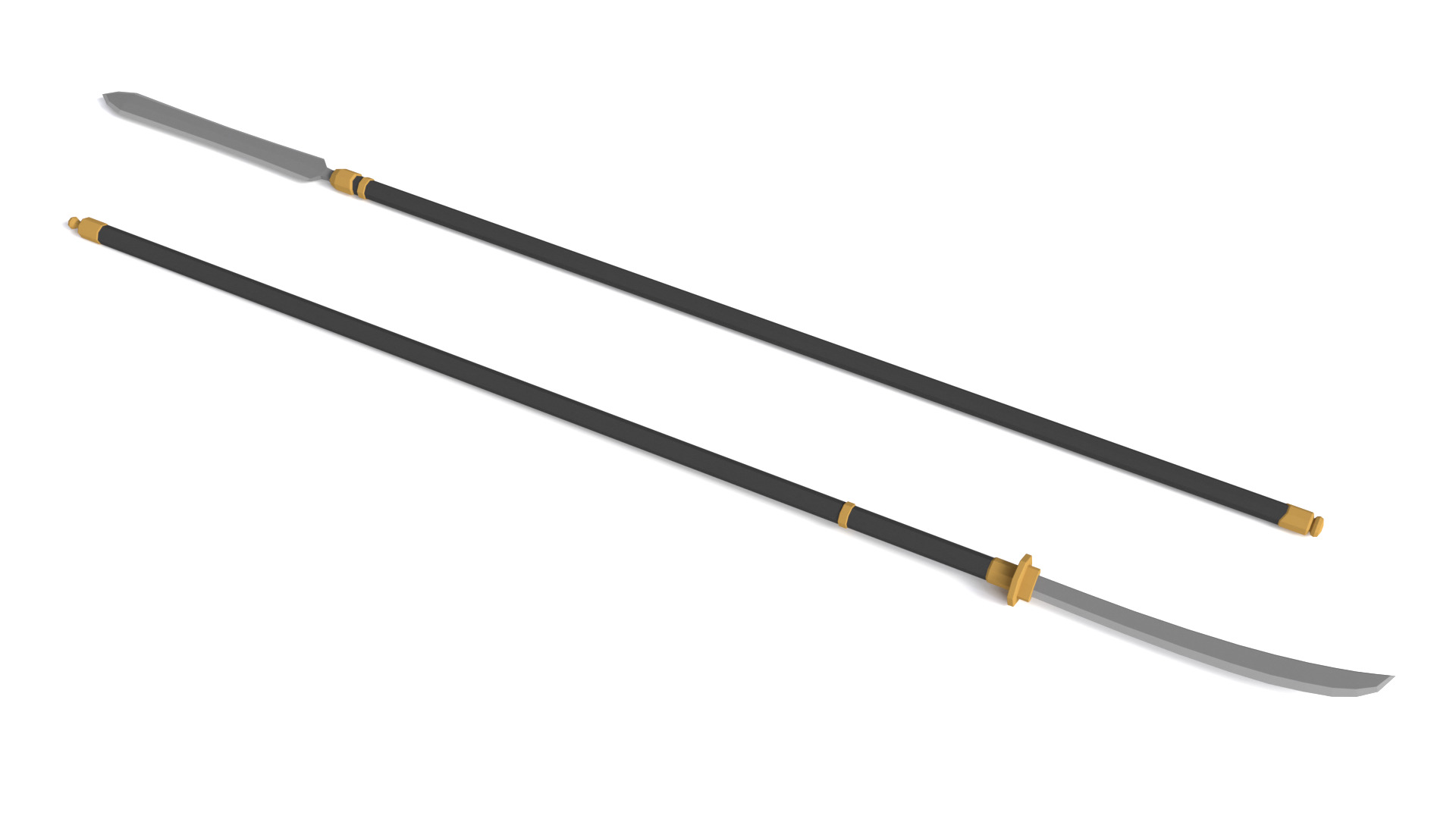 Low Poly Samurai Weapons 3D Models
