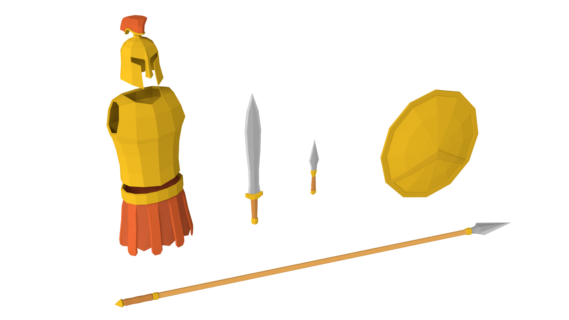 Low Poly Spartan Weapons 3D Models