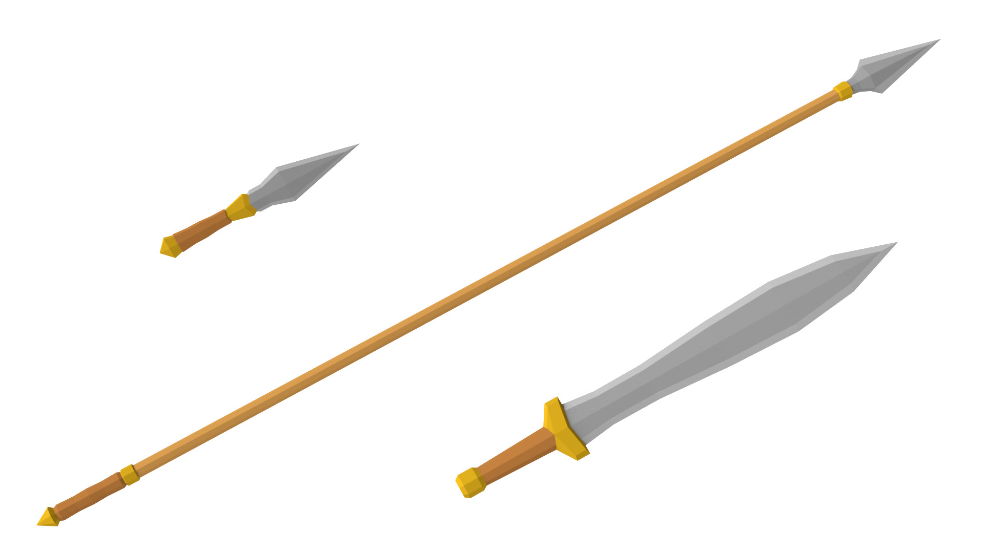 Low Poly Spartan Weapons 3D Models