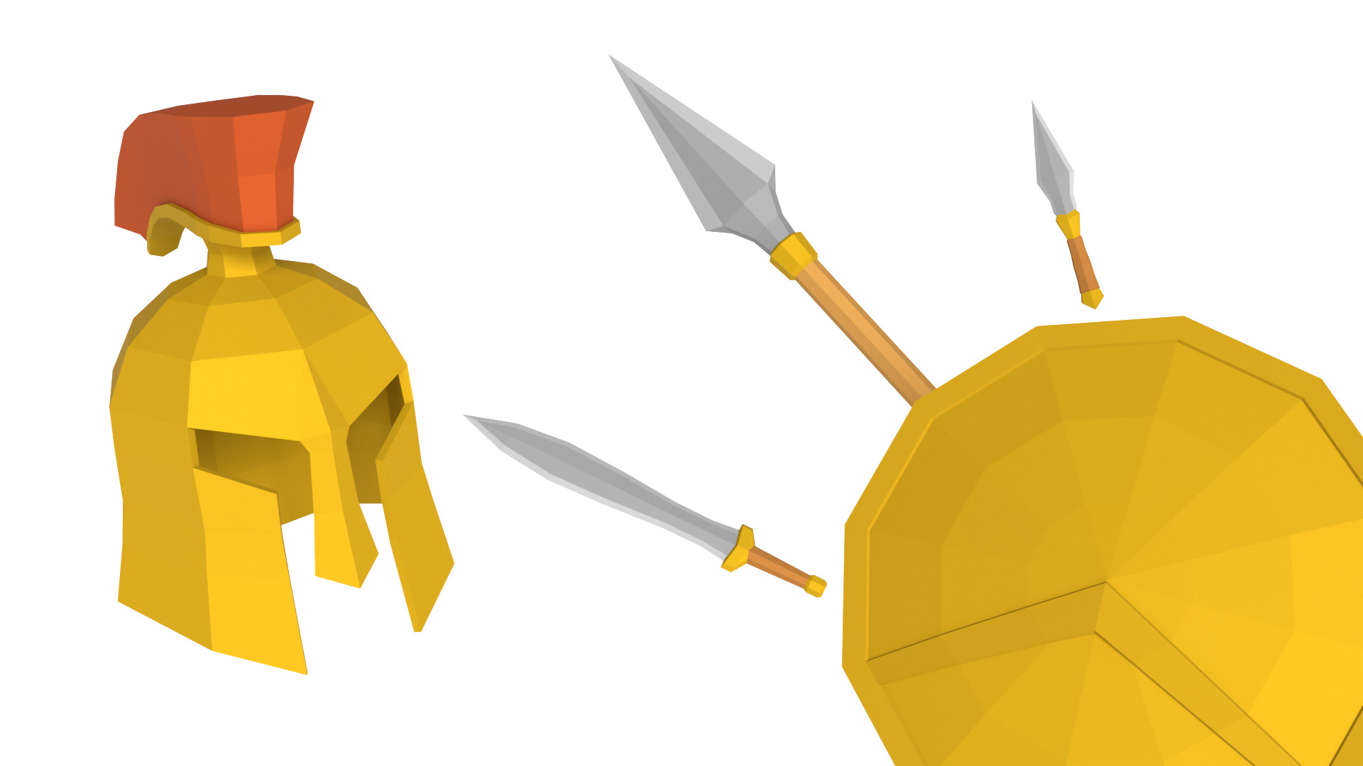 Low Poly Spartan Weapons 3D Models
