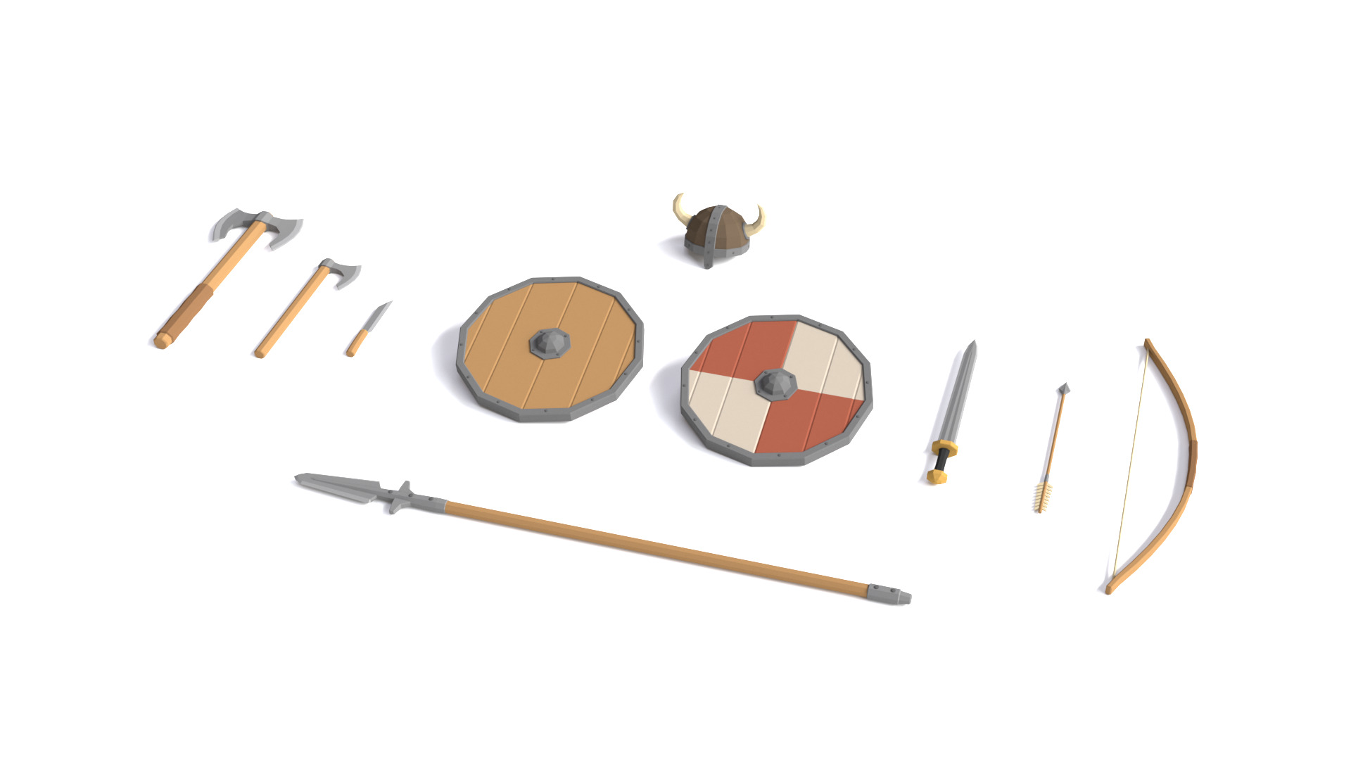 Low Poly Viking Weapons 3D Models