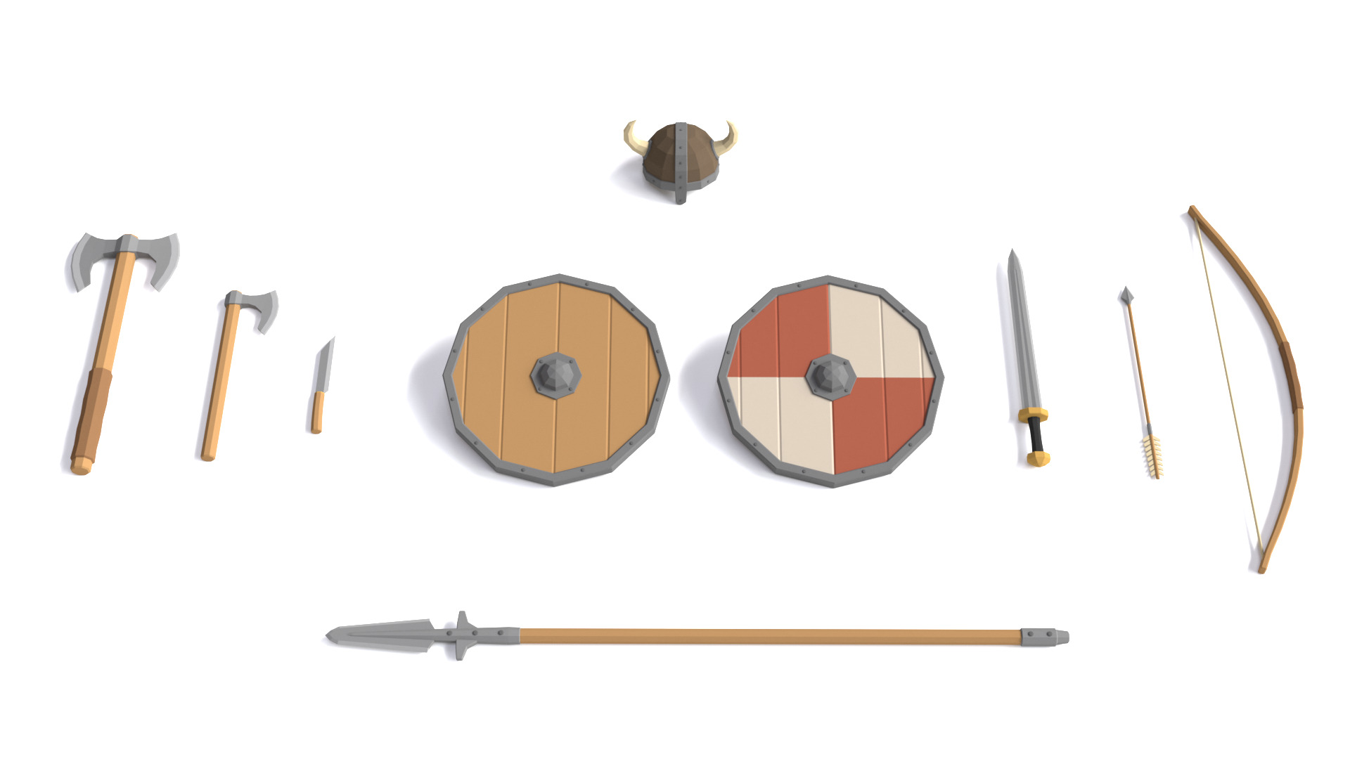 Low Poly Viking Weapons 3D Models