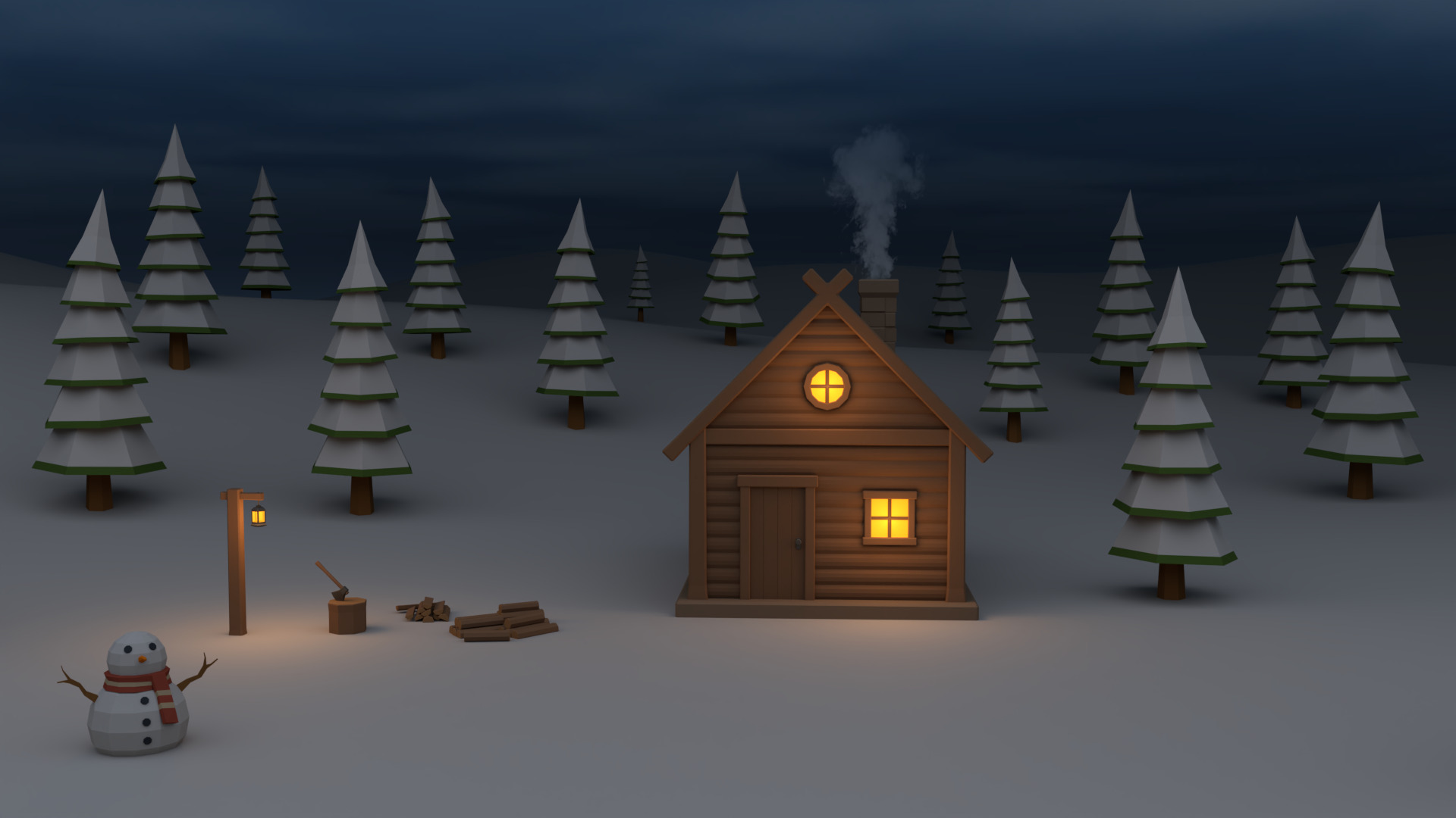 Low Poly Wooden House 3D Models