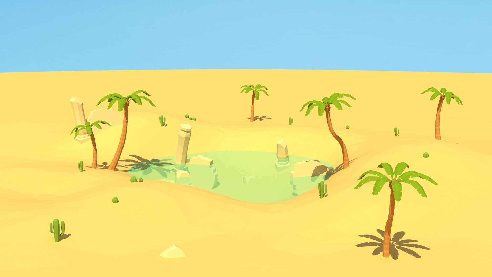 Low Poly Desert Oasis 3D Models
