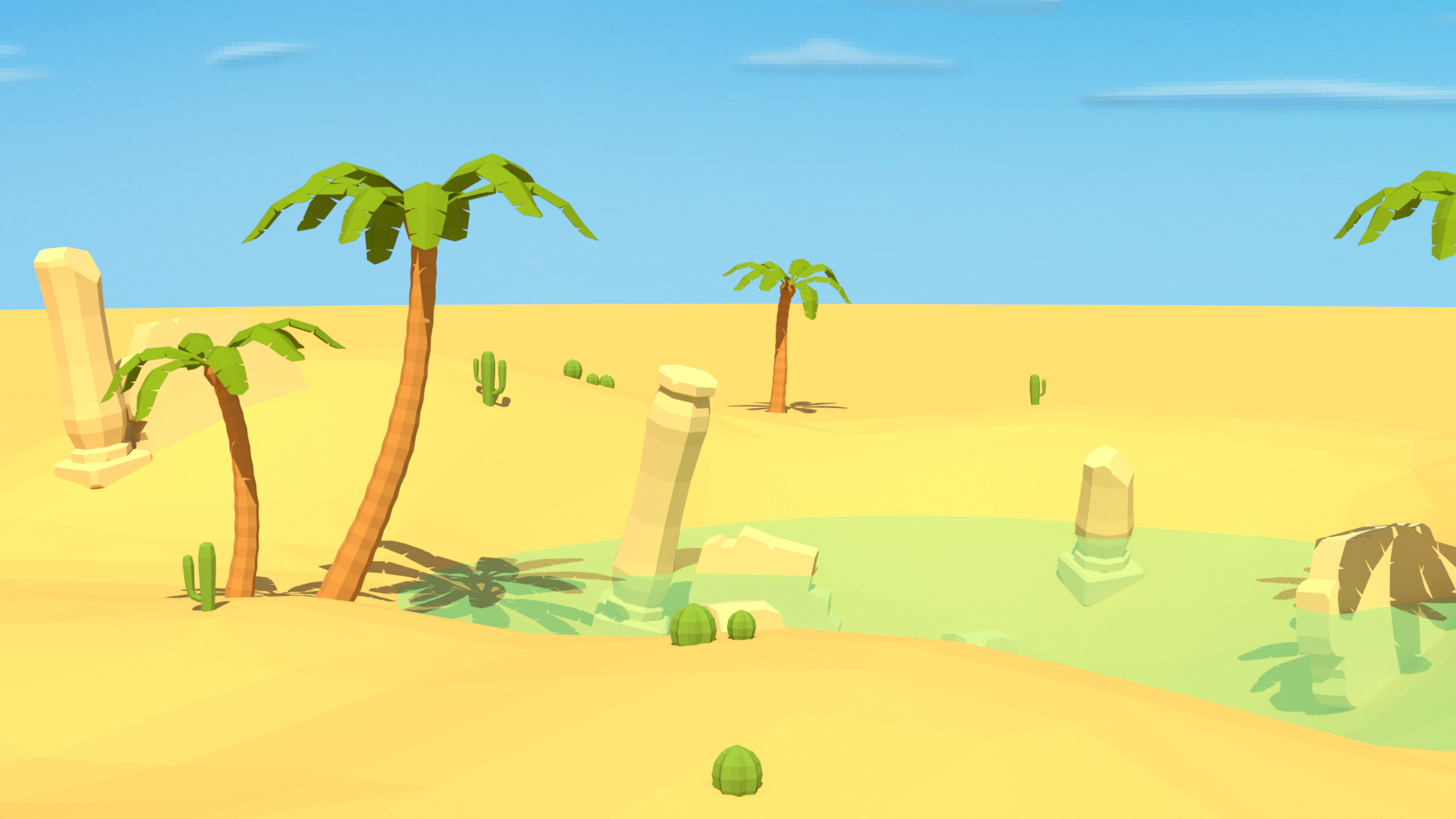 Low Poly Desert Oasis 3D Models