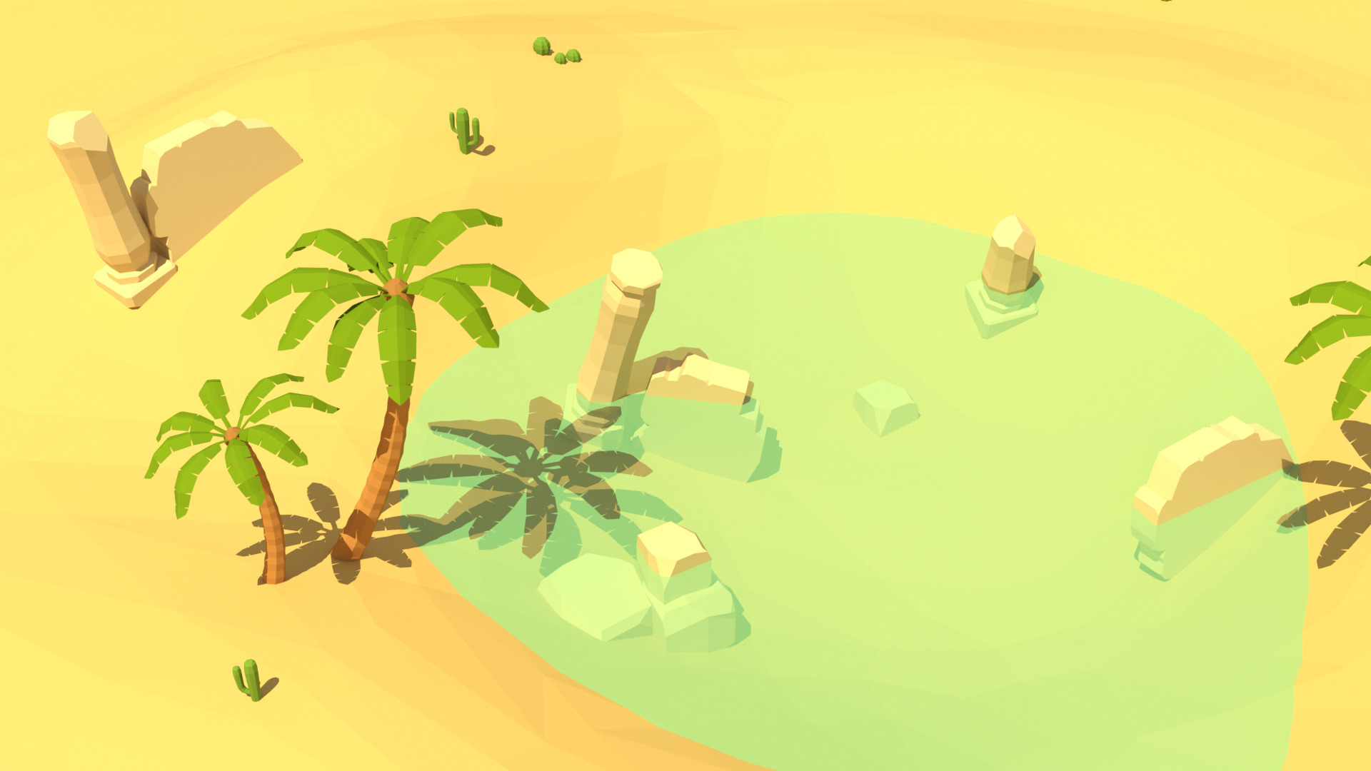Low Poly Desert Oasis 3D Models