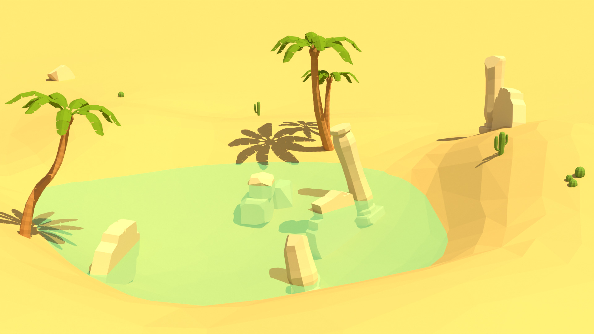 Low Poly Desert Oasis 3D Models