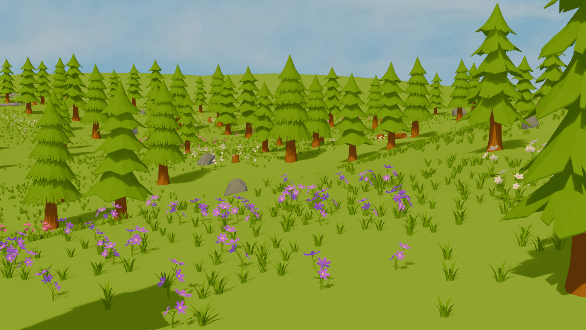 Low Poly Pine Forest 3D Models