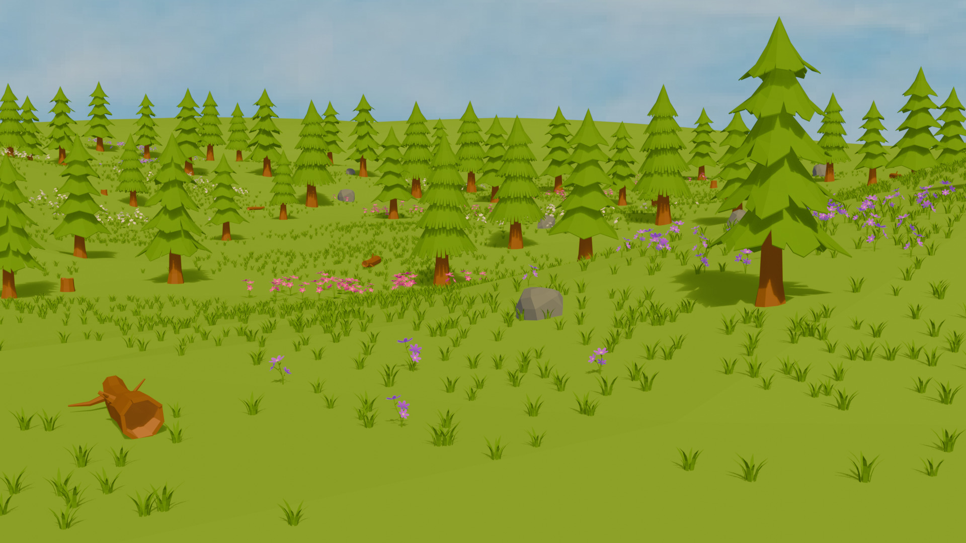 Low Poly Pine Forest 3D Models