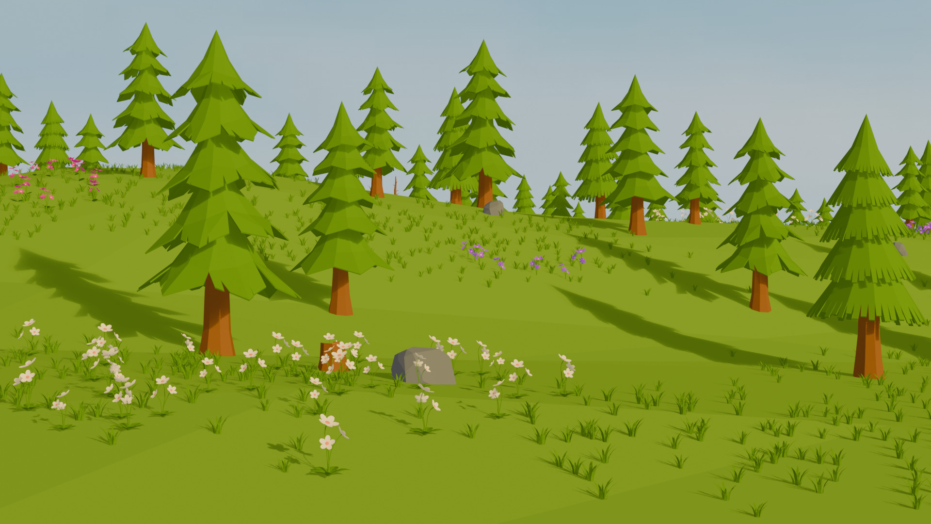 Low Poly Pine Forest 3D Models