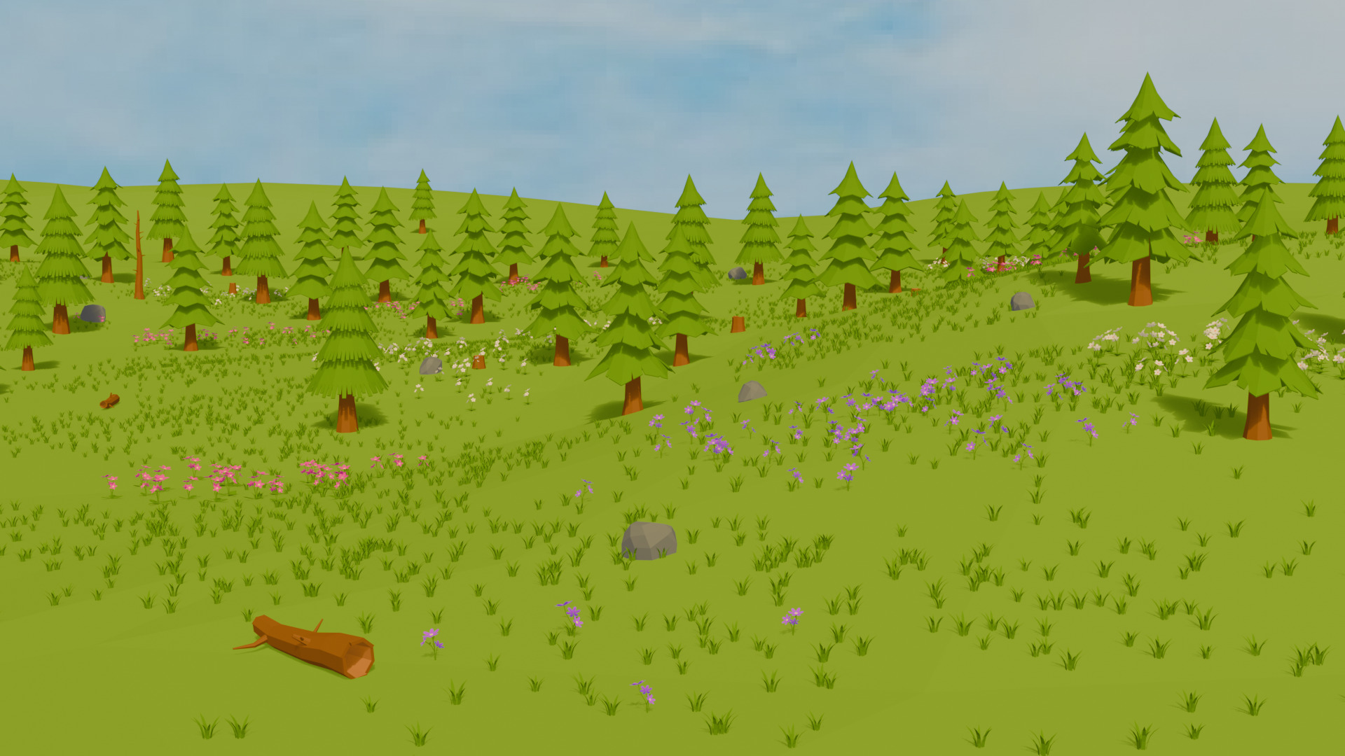 Low Poly Pine Forest 3D Models