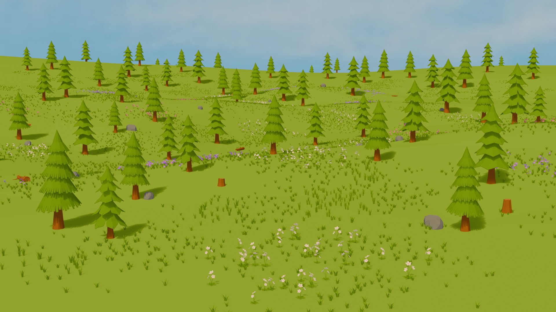 Low Poly Pine Forest 3D Models