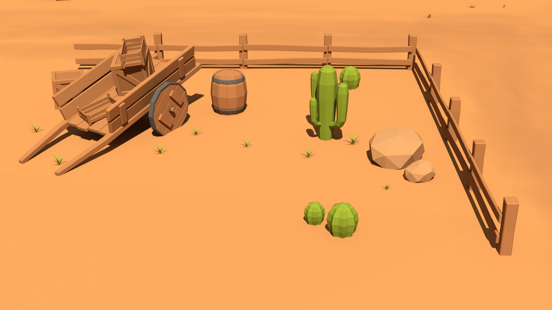 Low Poly Western Village 3D Models