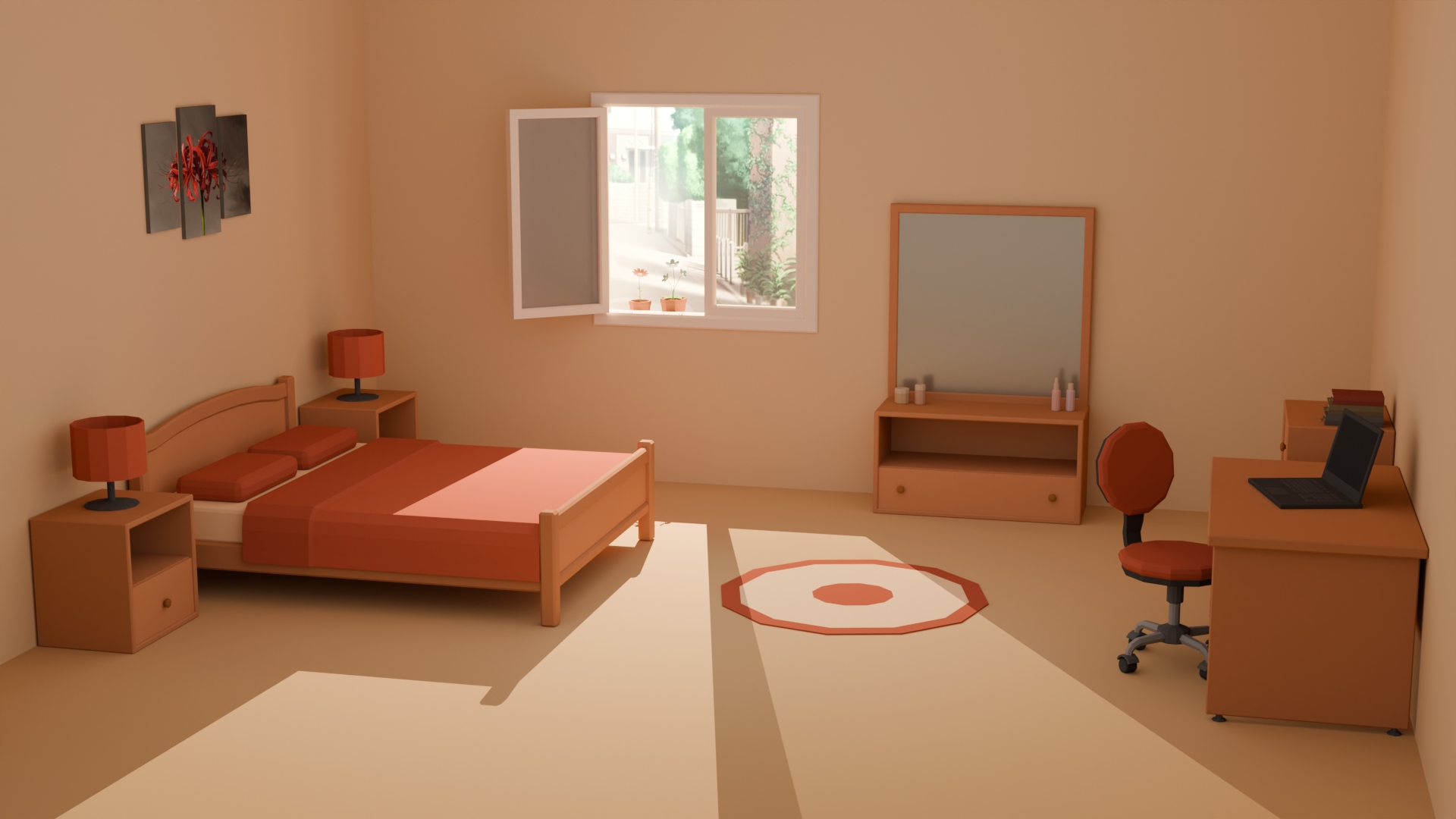 Low Poly Bedroom Furniture 3D Models