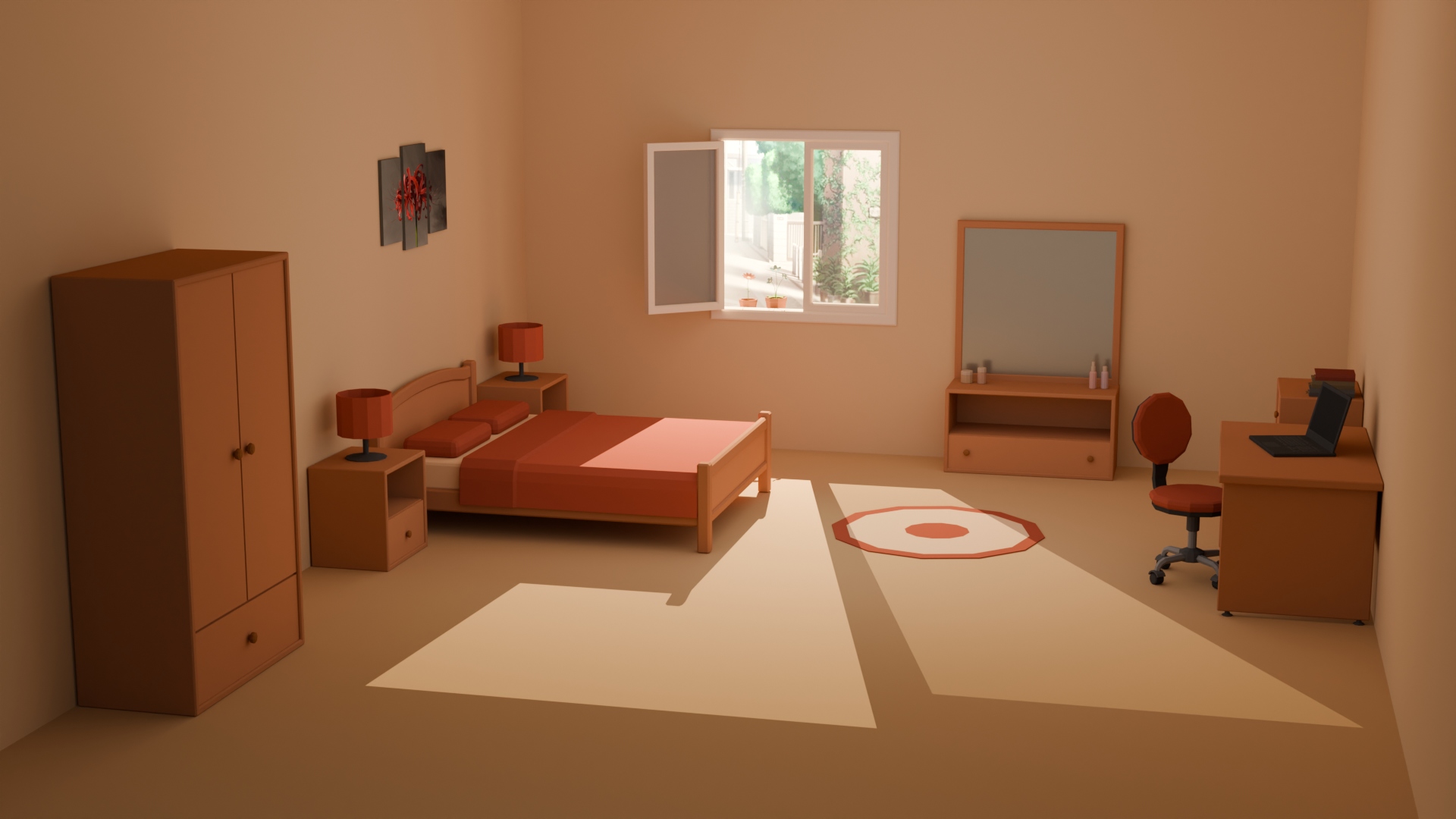Low Poly Bedroom Furniture 3D Models