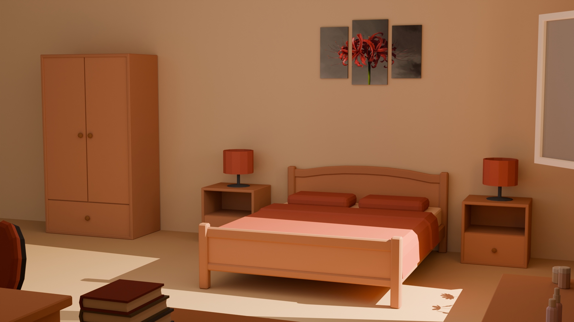 Low Poly Bedroom Furniture 3D Models