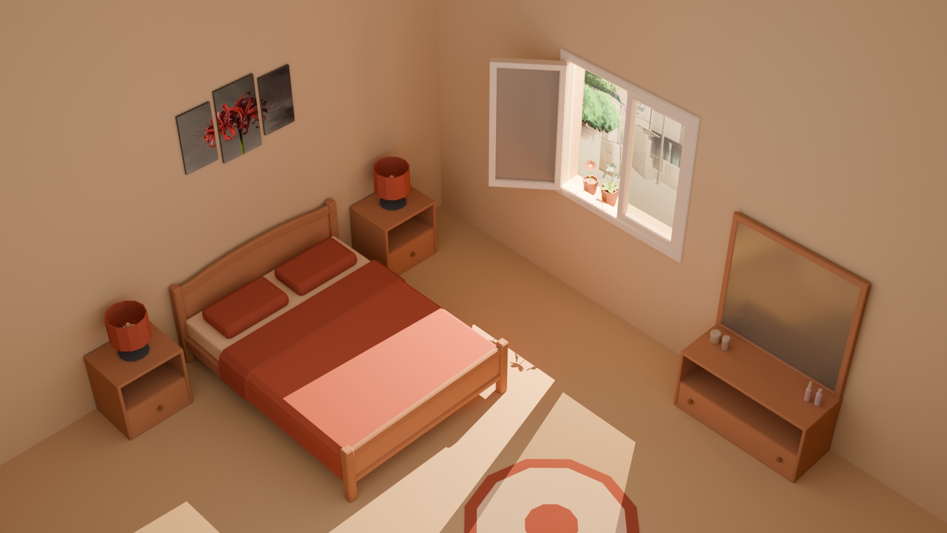Low Poly Bedroom Furniture 3D Models