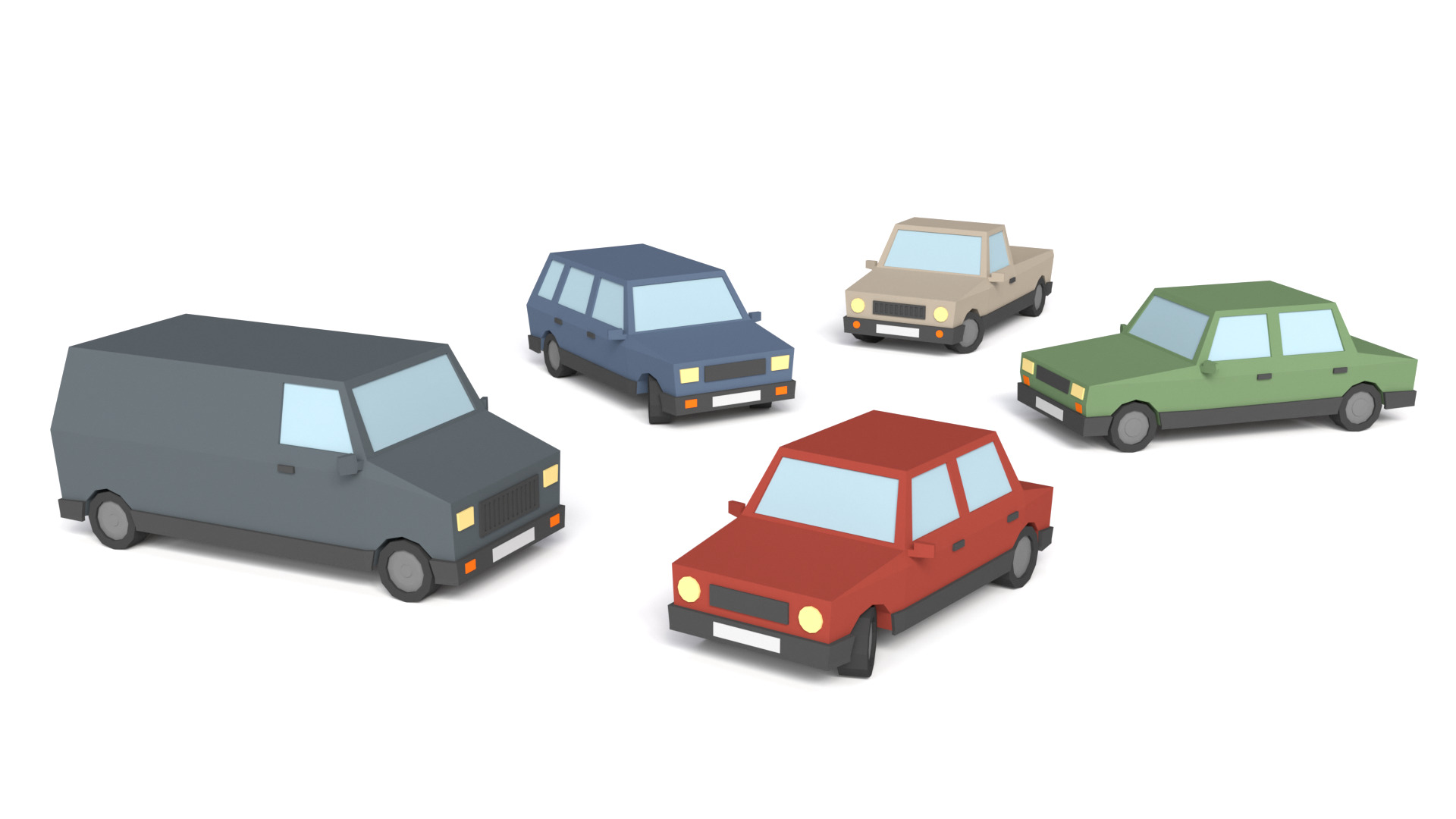 Low Poly City Cars 3D Models