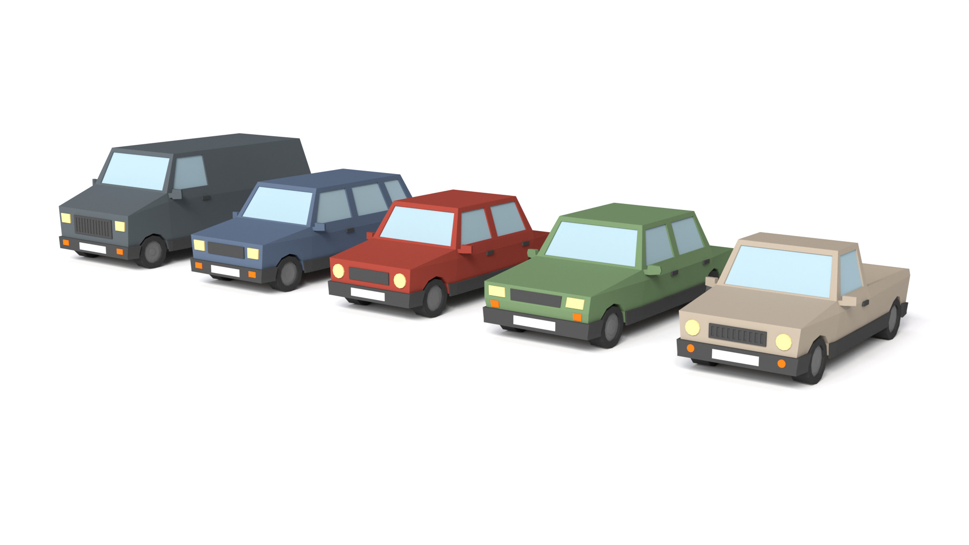 Low Poly City Cars 3D Models