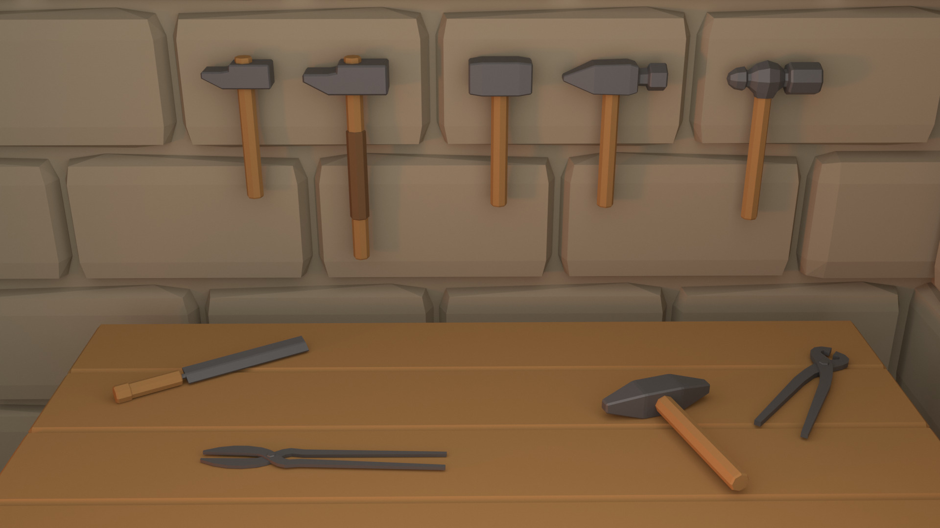 Low Poly Blacksmith Props 3D Models