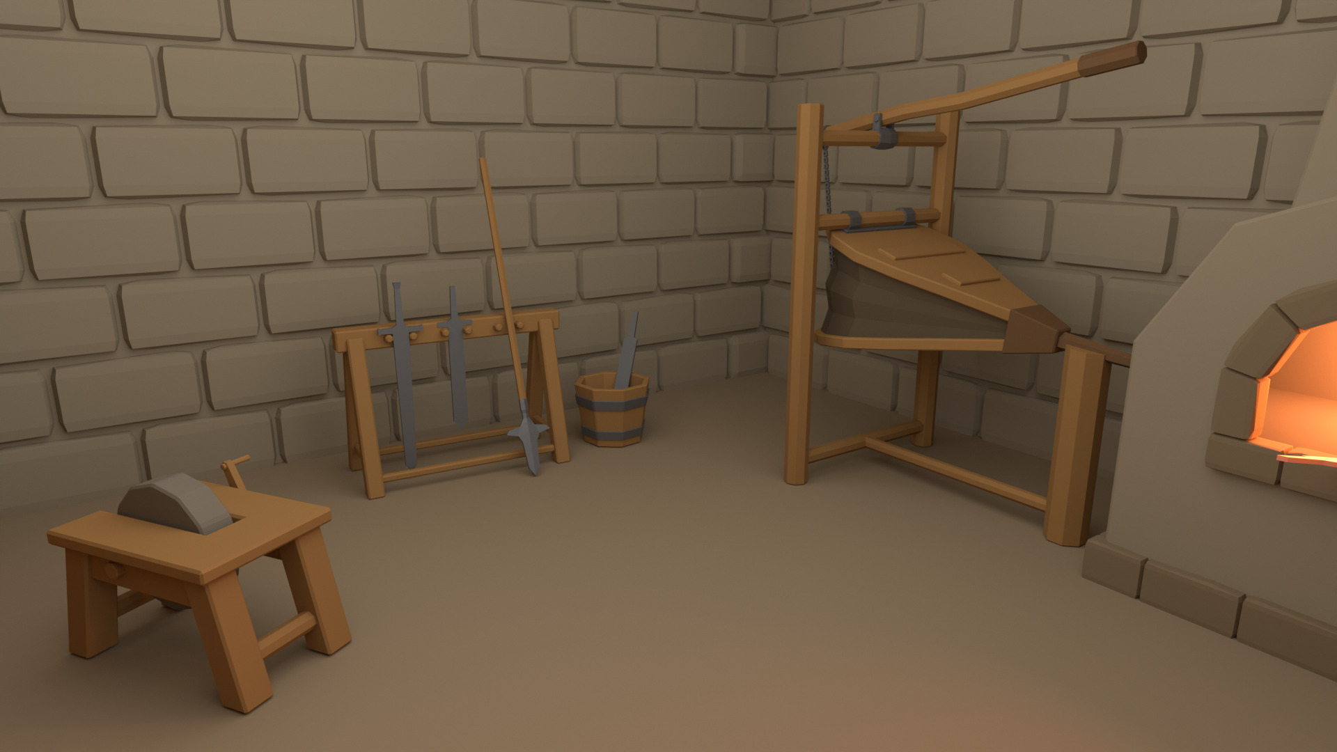 Low Poly Blacksmith Props 3D Models