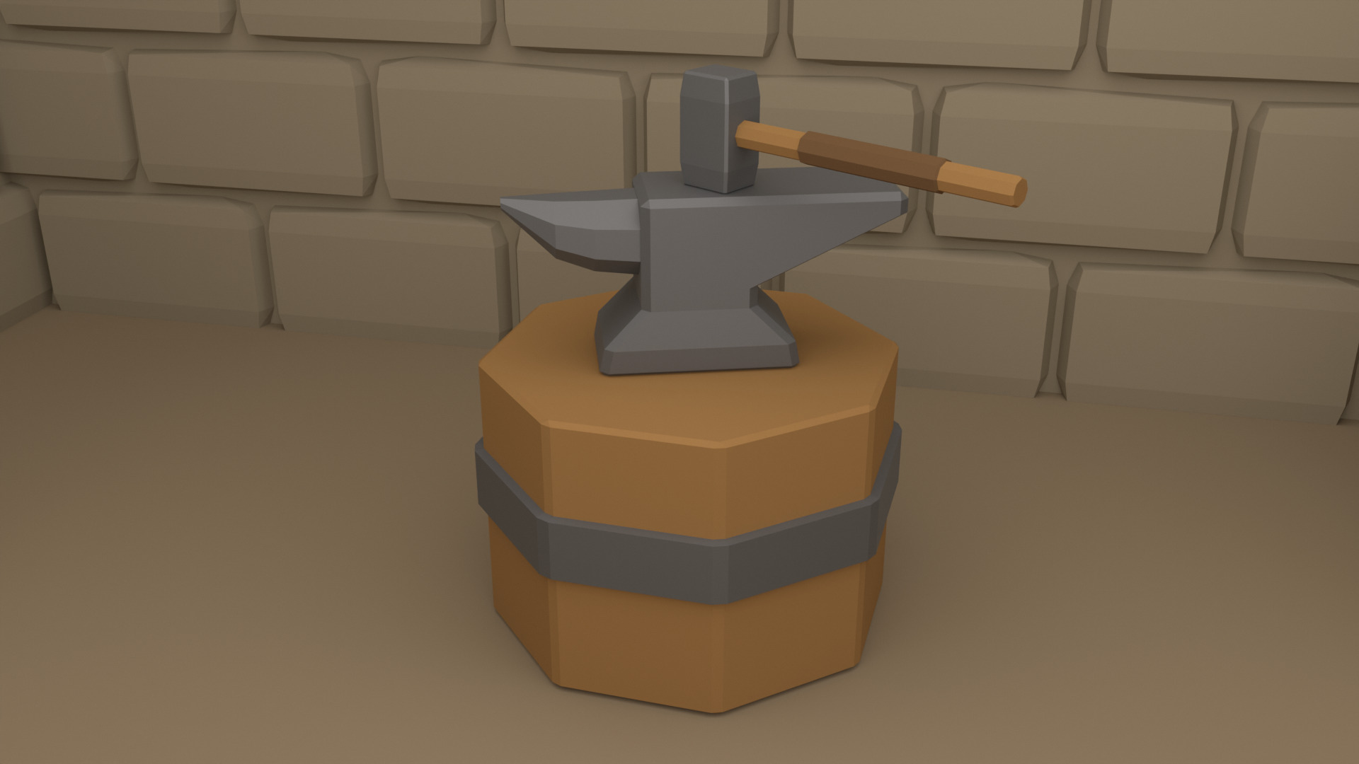 Low Poly Blacksmith Props 3D Models